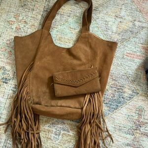 RVCA Fringe suede purse  and wallet